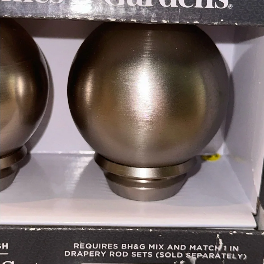 Better Homes & Gardens Finial Set for Curtain Rod Brushed Nickel Finish